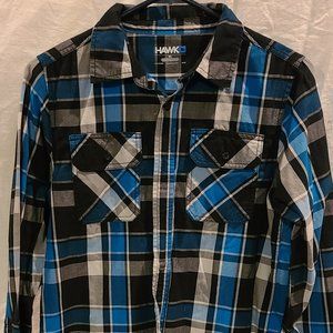 TONY HAWK LONG SLEEVE PLAID BUTTON DOWN BOYS XL